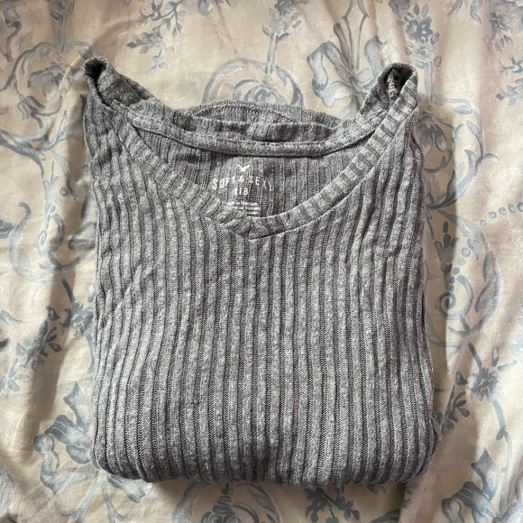 American Eagle Ribbed Gray Sweater Soft & Sexy XS - Picture 4 of 4